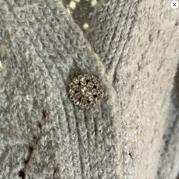 Anthropologie - Maeve Pointelle Chunky Sweater w/Rhinestone Buttons - size M - Picture 5 of 6